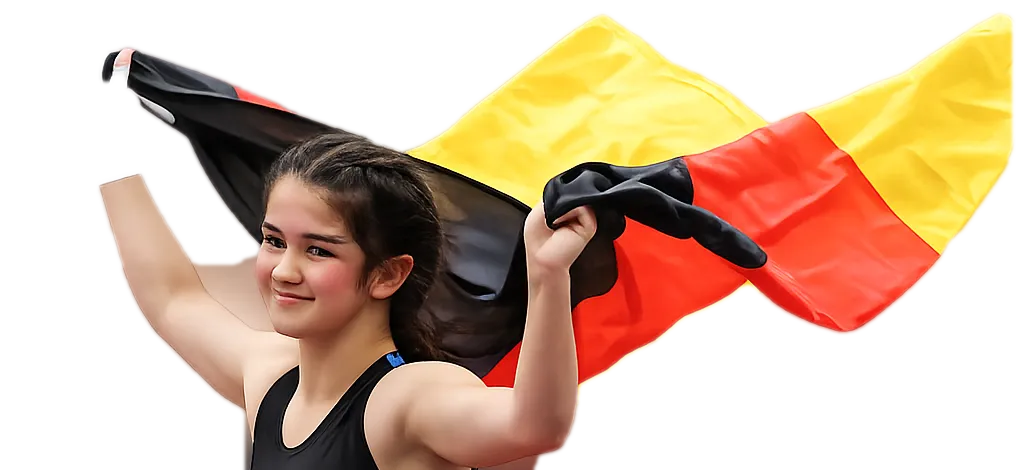 Halilja Azimov mit der Deutschlandfahne